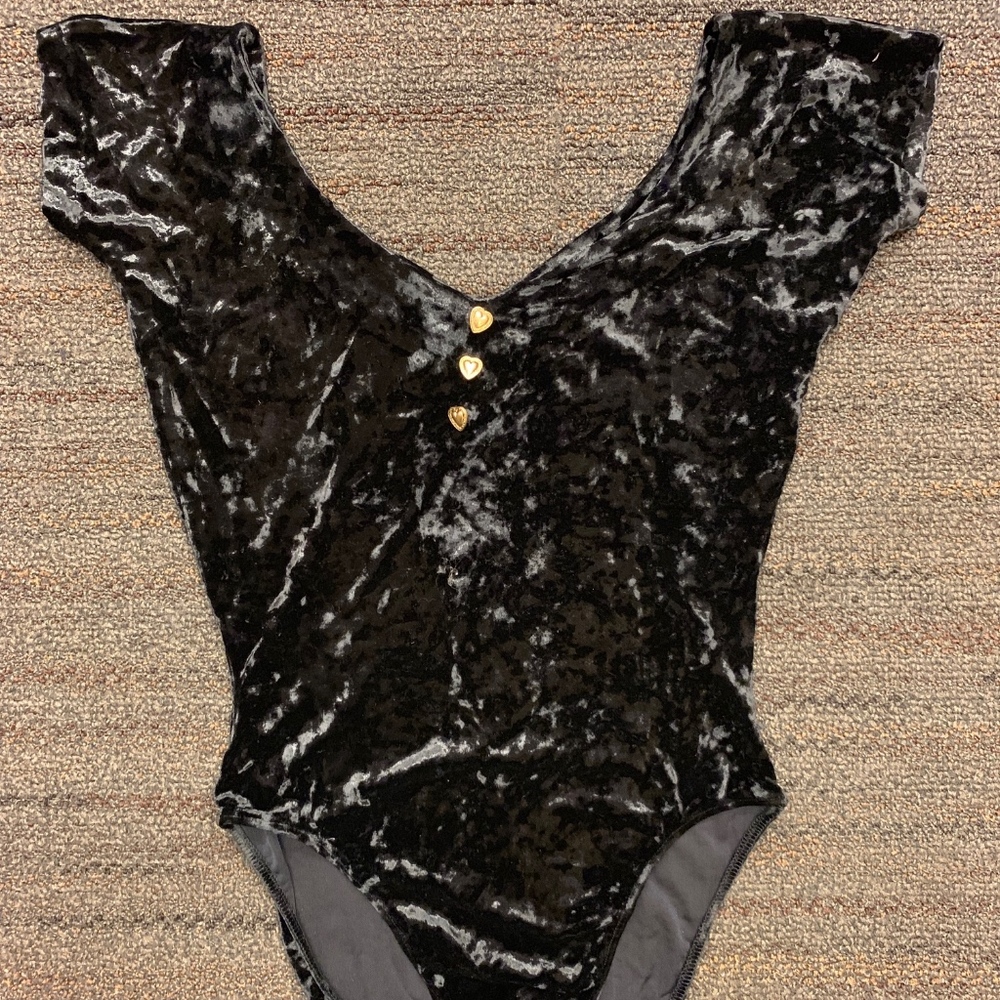 Vintage Betsey Johnson black velvet bodysuit